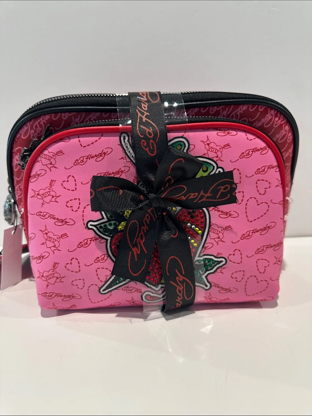 NWT Ed Hardy (2) piece Cosmetics bag Set.
